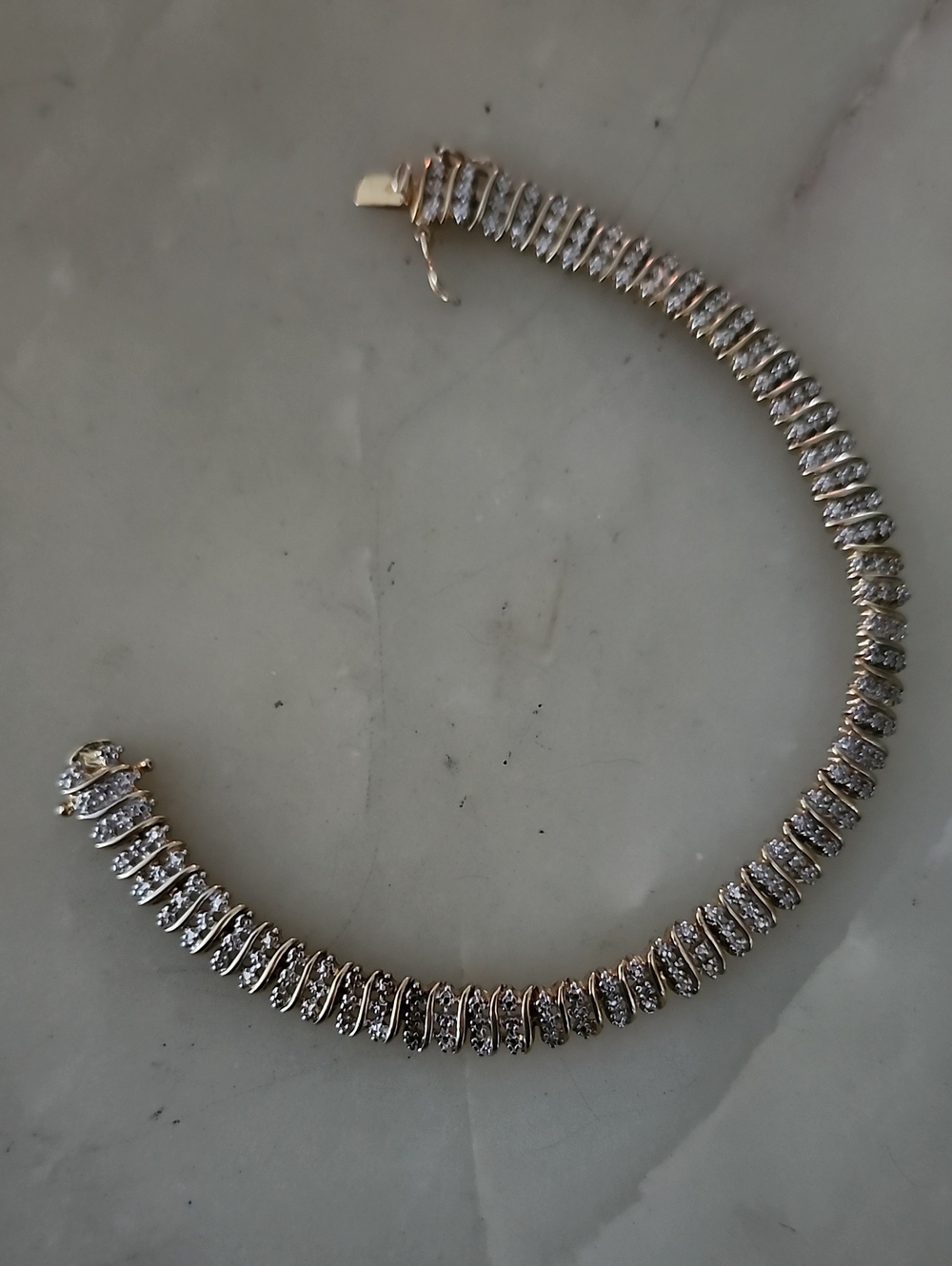 Sterling Silver Gold Vermeil Diamond Link Tennis Bracelet